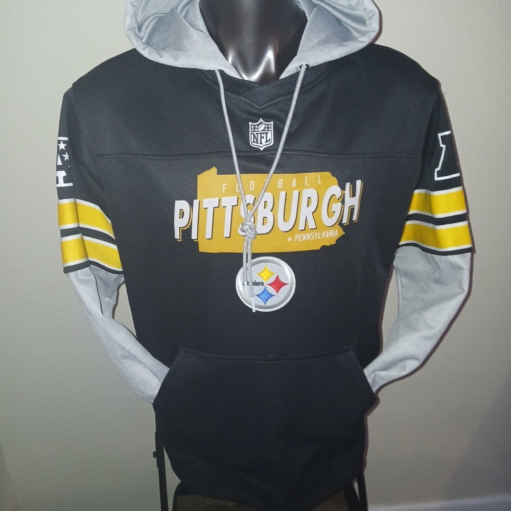 Pittsburgh Steelers Men's Dry Fit Polyester Jersey Style Pullover Hoodie NWT